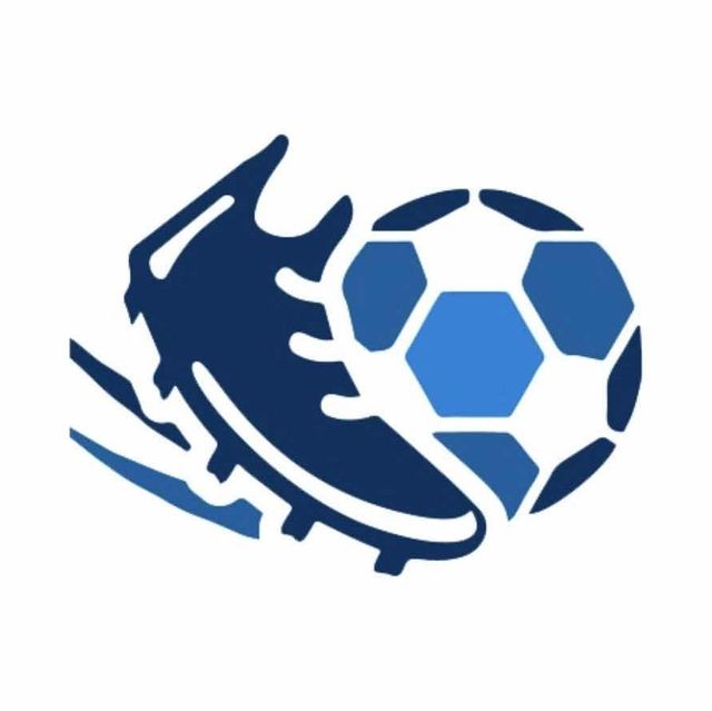 Logo de la boutique : une chaussure de football qui frappe un ballon, en bleu.